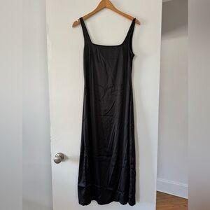 Land of Women Meryl Midi Slip dress, size S - black silky polyester